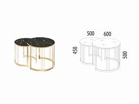 Комплект журнальных столов Агат 38 (03) Мрамор темный-Золото