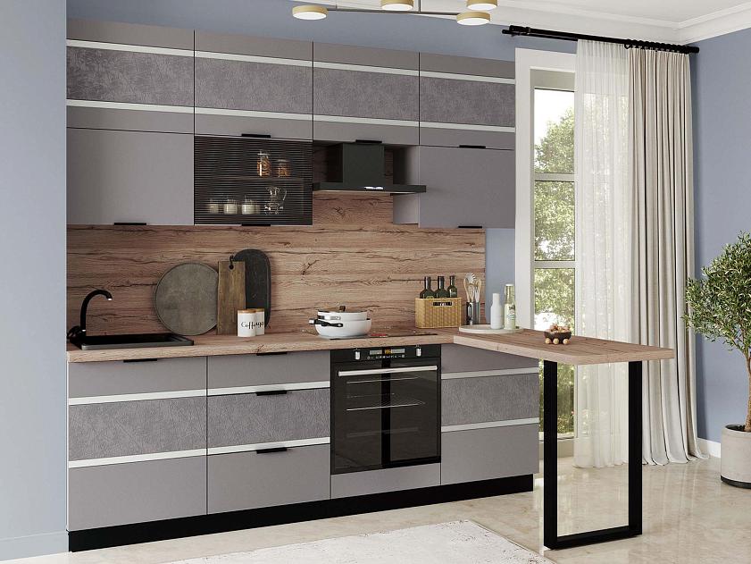 Кухонный гарнитур с витриной Грейс 7 (ширина 240х140 см) 